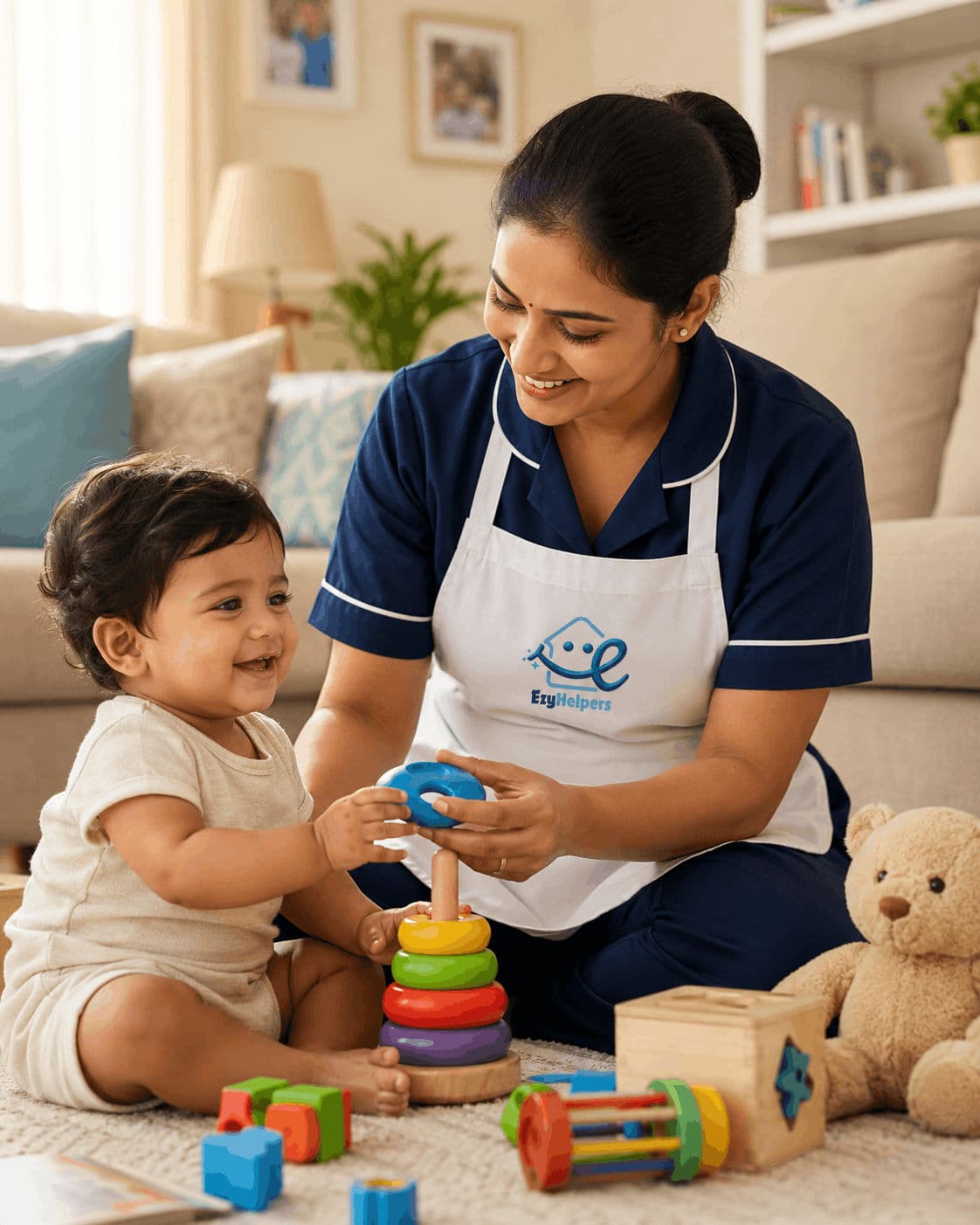 Nanny caring for a baby
